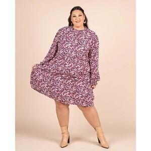 LuLaRoe Annabelle Dress 3XL Purple Floral Long Sleeve Ruffle Hem‎ NWT Plus Size